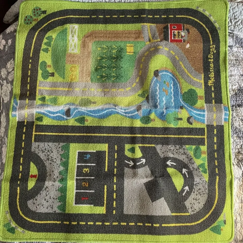 Melissa & Doug Create A Town Activity Rug Play Set 7 Wood Pieces